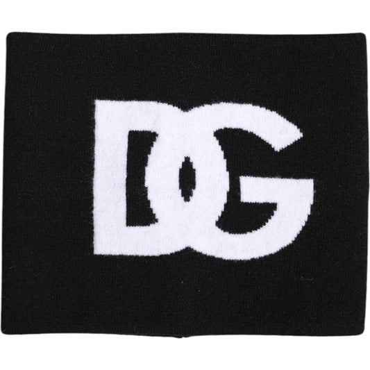 Dolce & Gabbana Black White Logo Print Knitted Neck Warmer Scarf