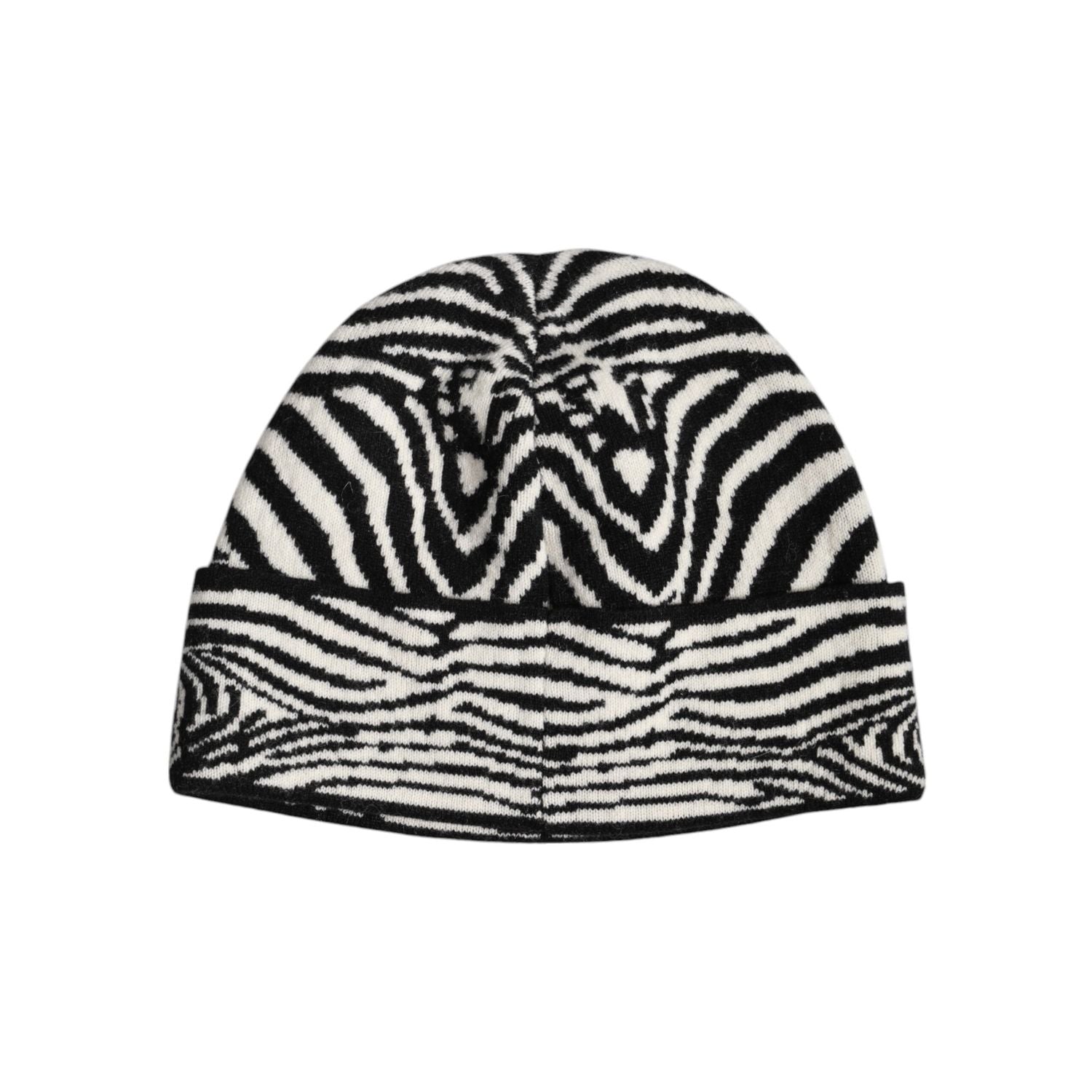 Dolce & Gabbana Black White Zebra Knitted Winter Beanie Hat