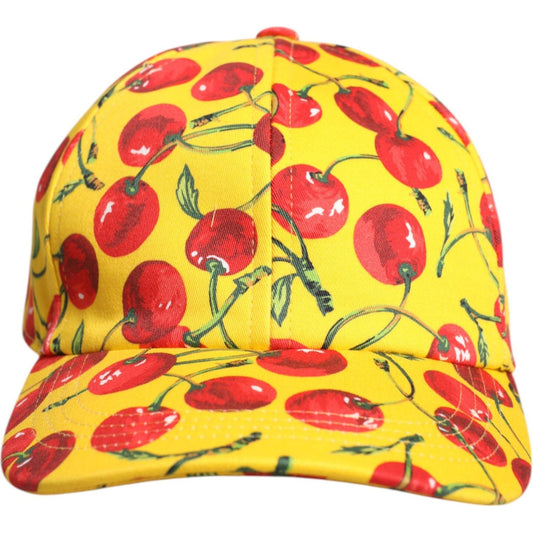Dolce & Gabbana Yellow Cotton Printed 6 Panels Baseball Cap