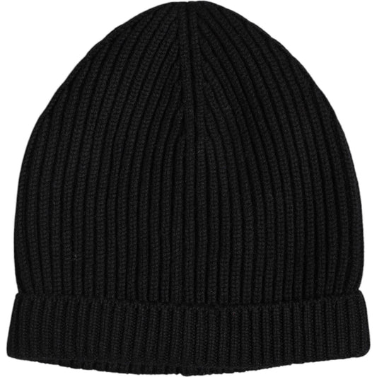 Dolce & Gabbana Black Cashmere Knitted Winter Beanie Hat
