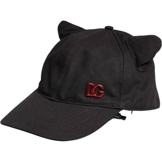 Dolce & Gabbana Black Cotton Logo Patch 6 Panels Baseball Cap