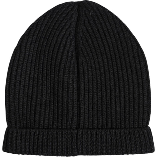Dolce & Gabbana Black Cashmere Knitted Winter Beanie Hat