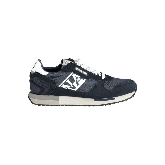 Napapijri Blue Leather Men Sneaker Napapijri Dark Slate Gray