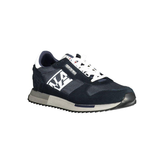 Napapijri Blue Leather Men Sneaker Napapijri Dark Slate Gray