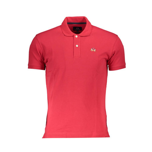 La Martina Red Cotton Men Polo Shirt La Martina Maroon