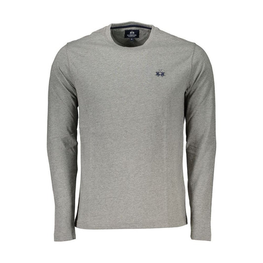 La Martina Elegant Long-Sleeved Crew Neck Tee La Martina Dark Gray