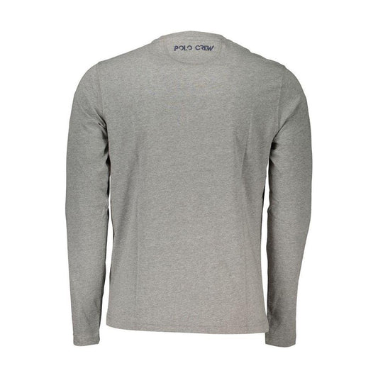 La Martina Elegant Long-Sleeved Crew Neck Tee La Martina Dark Gray