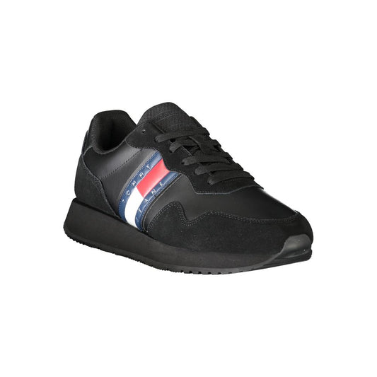 Tommy Hilfiger Black Leather Men Sneaker Tommy Hilfiger Dark Slate Gray