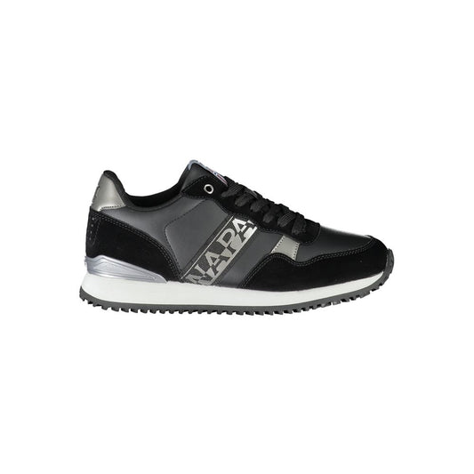 Napapijri Chic Black Lace-Up Sneakers with Contrast Detail Napapijri Dark Slate Gray