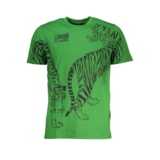 Cavalli Class Green Cotton T-Shirt Cavalli Class Sea Green