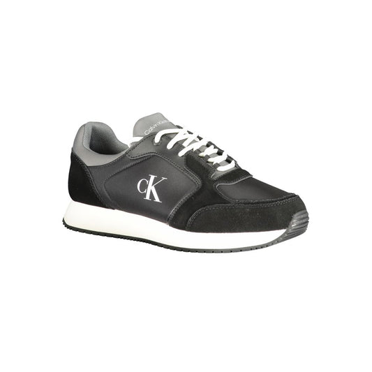 Calvin Klein Black Leather Men Sneaker Calvin Klein Dark Slate Gray