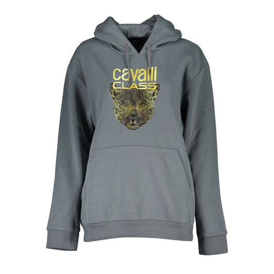 Cavalli Class Sleek Gray Fleece Hooded Sweatshirt Cavalli Class Dim Gray