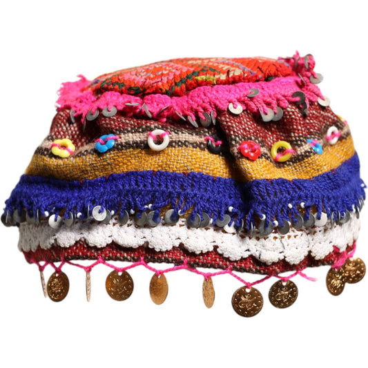 Dolce & Gabbana Multicolor Floral Sequin Knitted Embellished Hat