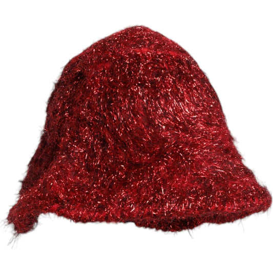 Dolce & Gabbana Red Viscose Tinsel Wide Brim Bucket Hat