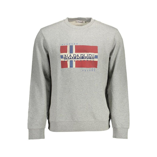Napapijri Gray Cotton Men Sweater Napapijri Gray