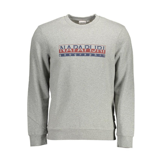 Napapijri Gray Cotton Men Sweater Napapijri Gray