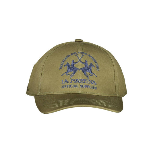 La Martina Green Cotton Men Cap La Martina Dim Gray
