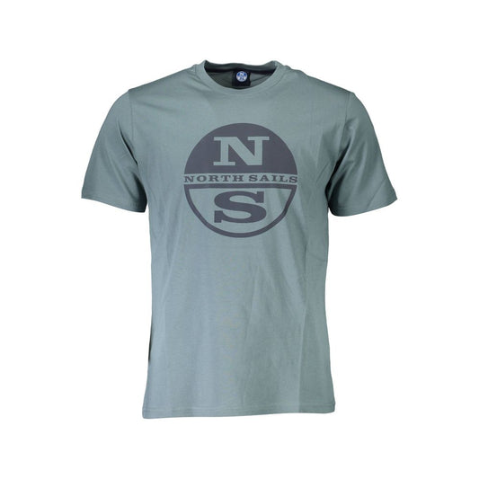 North Sails Green Cotton Men T-Shirt North Sails Light Slate Gray