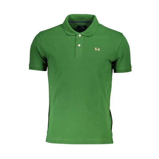 La Martina Green Cotton Men Polo Shirt La Martina Dark Olive Green