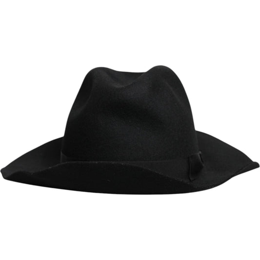 Dolce & Gabbana Black Wide Brim Trilby Fedora Hat