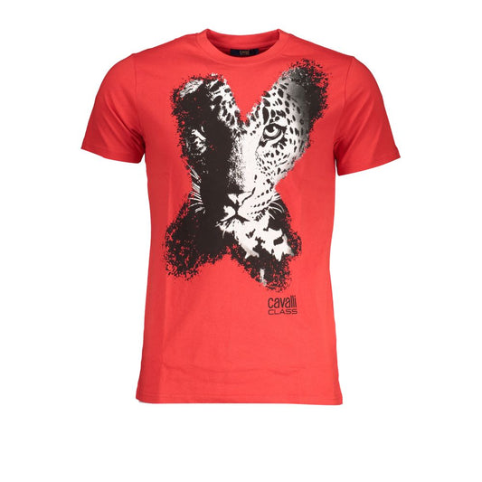 Cavalli Class Red Cotton T-Shirt Cavalli Class Tomato