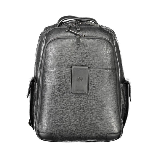 Piquadro Black Leather Men Backpack Piquadro Dim Gray