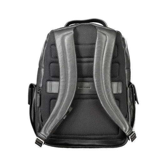Piquadro Black Leather Men Backpack Piquadro Dark Slate Gray