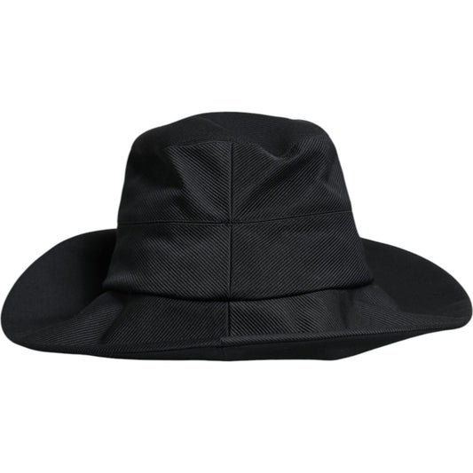 Dolce & Gabbana Black Cotton Wide Brim Fedora Hat