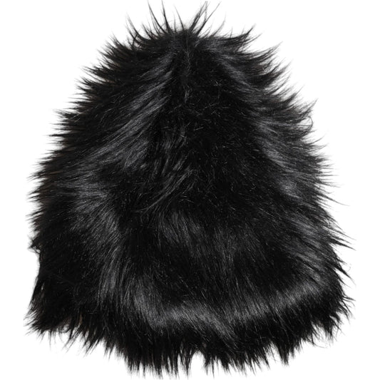 Dolce & Gabbana Black Acrylic Fur Womens Bucket Hat