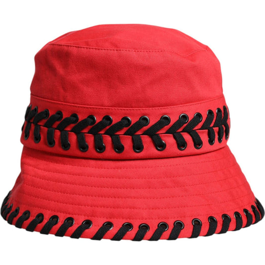 Dolce & Gabbana Red Lace Polyester Wide Brim Bucket Hat