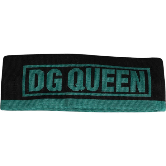 Dolce & Gabbana Black Silk Knitted DG Queen Head Band Hat