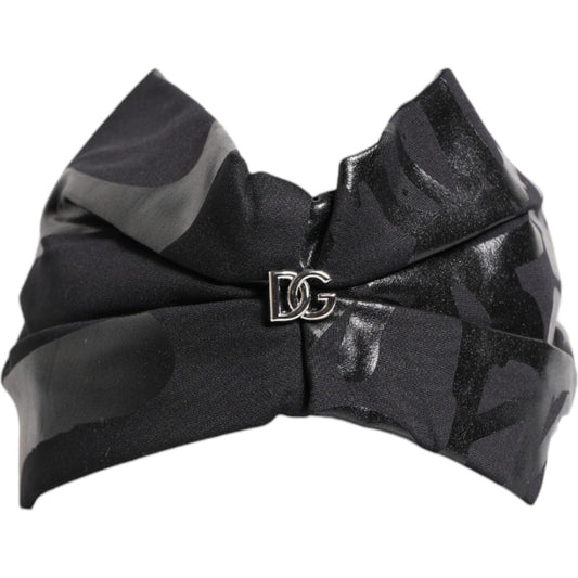 Dolce & Gabbana Black Nylon Stretch DG Logo Head Band Hat