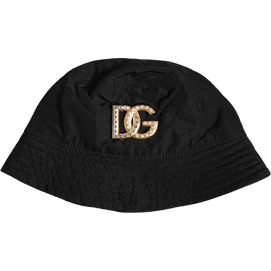 Dolce & Gabbana Black DG Crystal Polyester Wide Brim Bucket Hat