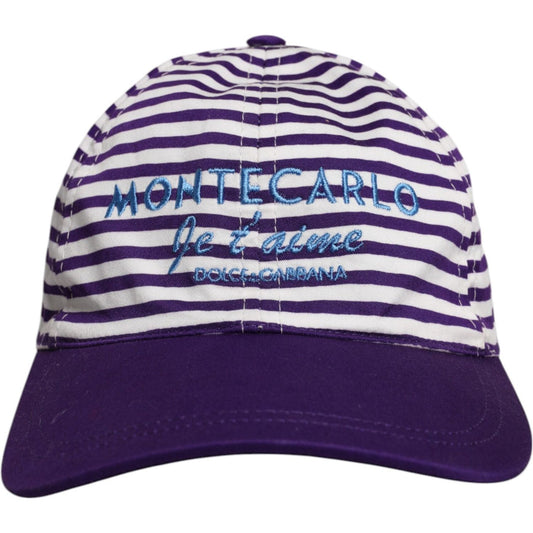 Dolce & Gabbana White Purple Stripe Cotton Women Baseball Cap
