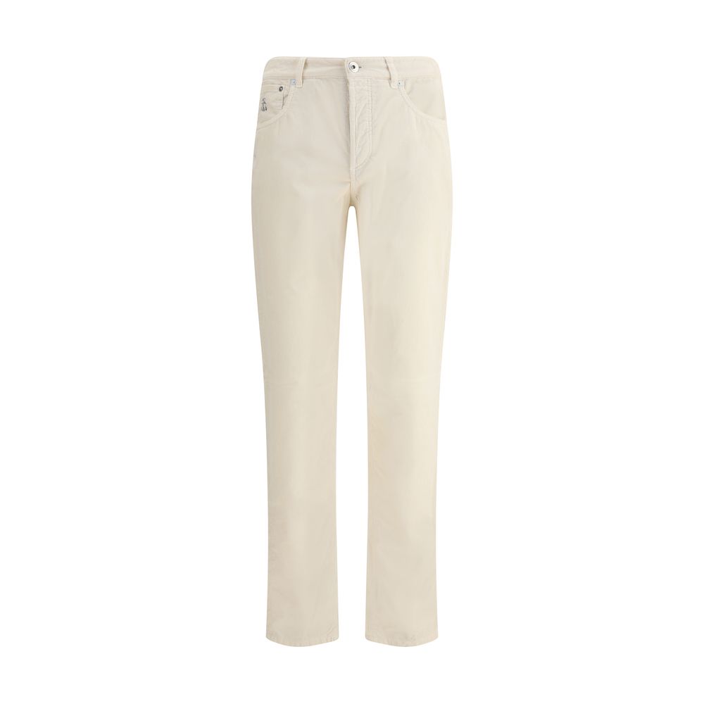 Brunello Cucinelli White Cotton Casual Pants