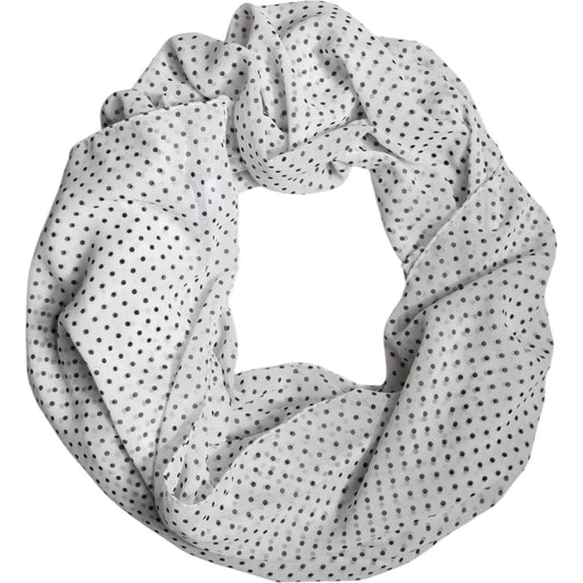 Dolce & Gabbana White Polka Dots Polyester Wrap Shawl Scarf