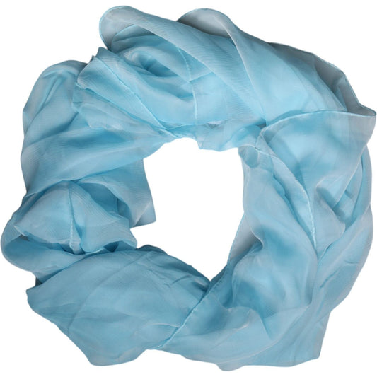 Dolce & Gabbana Light Blue Silk Rectangle Wrap Shawl Scarf