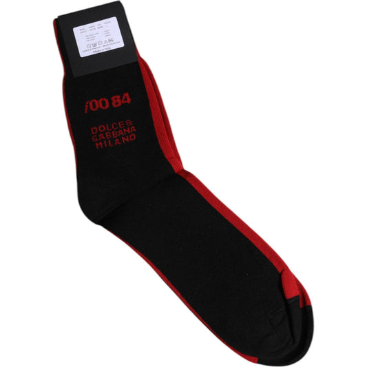 Dolce & Gabbana Black Nylon DG Logo Mid Calf Men Socks