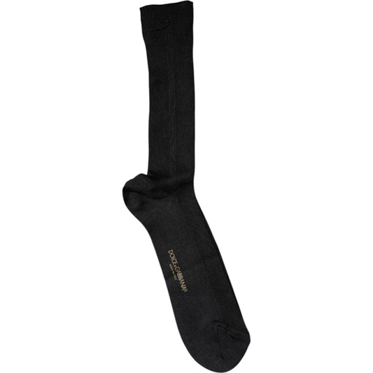 Dolce & Gabbana Black Cotton DG Logo Mid Calf Men Socks