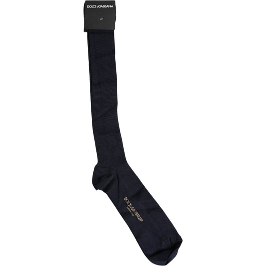 Dolce & Gabbana Black Viscose Logo Over The Calf Socks