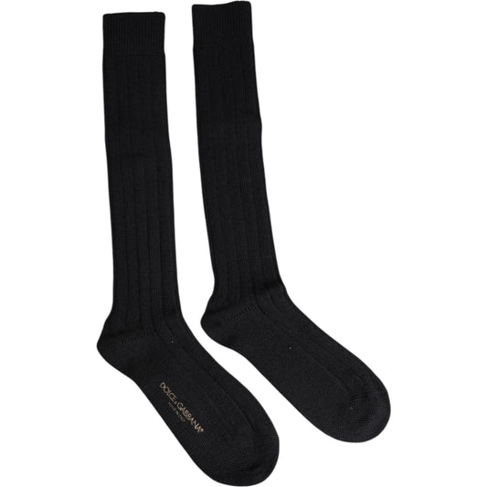 Dolce & Gabbana Black DG Logo Print Over The Calf Socks