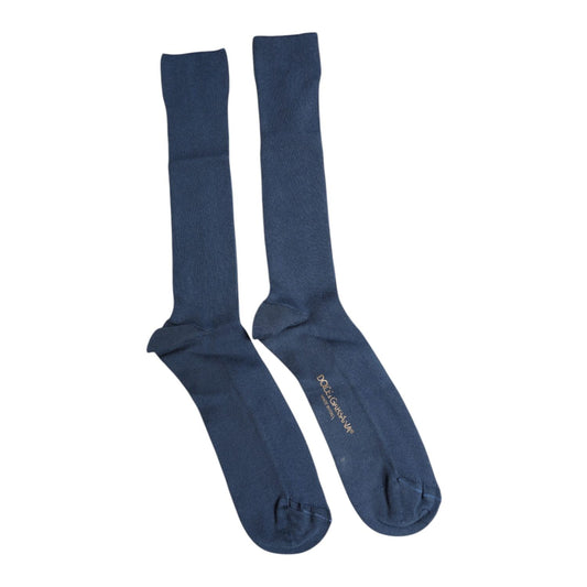 Dolce & Gabbana Blue Cotton DG Logo Over The Calf Socks SCS2227-L