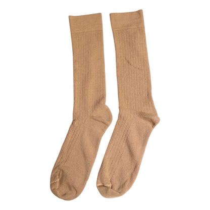 Dolce & Gabbana Brown Solid Cotton Mid Calf Men Socks