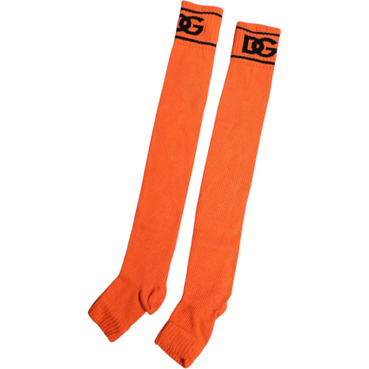 Dolce & Gabbana Orange Cotton DG Logo Print Open Toe Socks