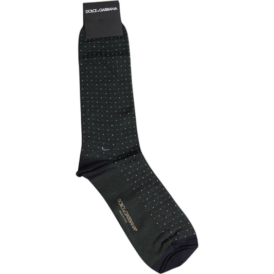 Dolce & Gabbana Black Polka Dots Cotton Mid Calf Socks