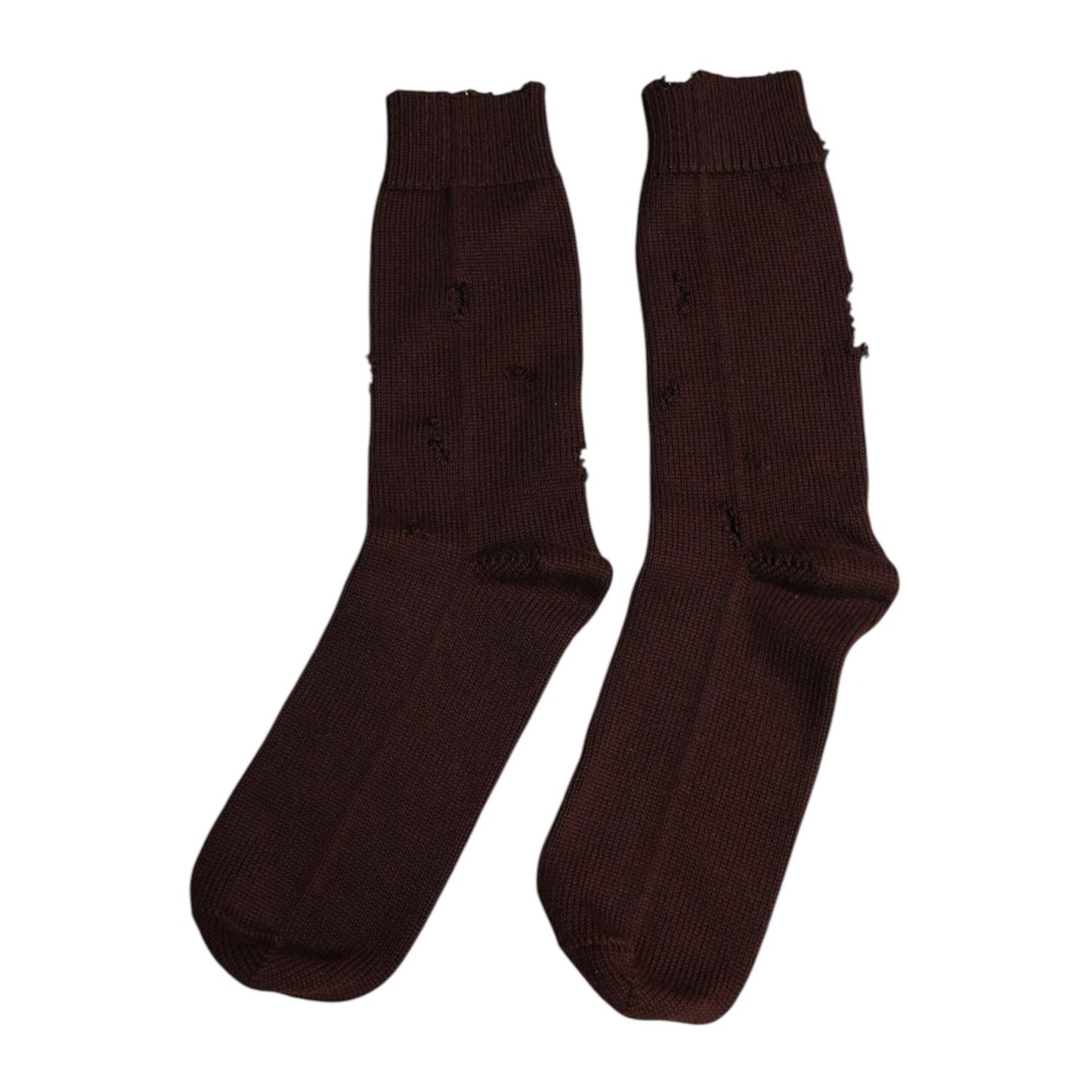 Dolce & Gabbana Brown Solid Cotton Stretch Mid Calf Socks