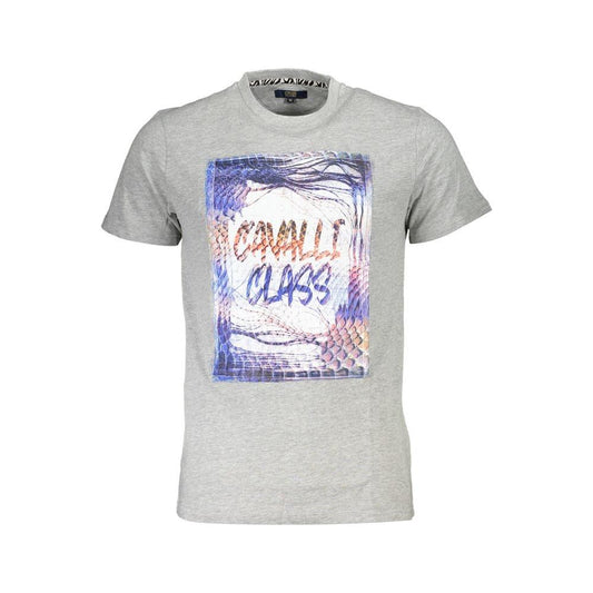 Cavalli Class Gray Cotton T-Shirt Cavalli Class Gray