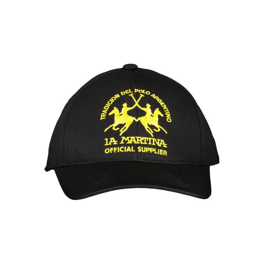 La Martina Black Cotton Men Cap La Martina Black