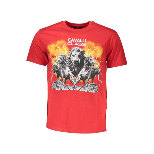 Cavalli Class Red Cotton Men T-Shirt Cavalli Class Tomato