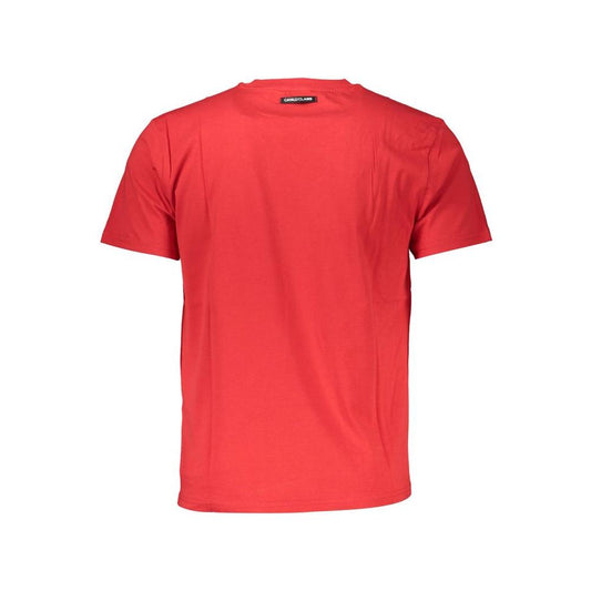 Cavalli Class Red Cotton Men T-Shirt Cavalli Class Tomato